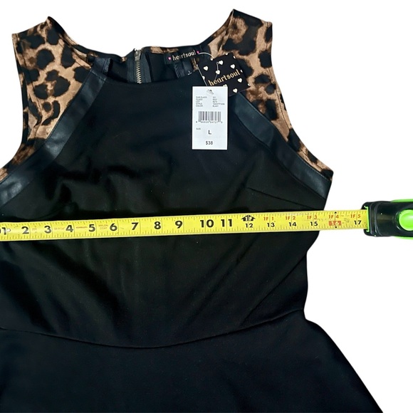 HeartSoul Black Mini Dress with Leopard Print Details - Picture 6 of 12